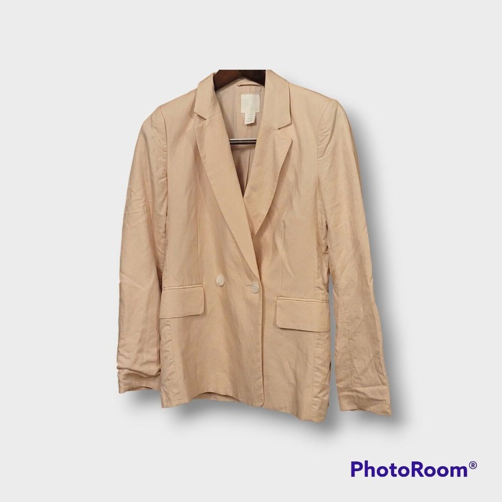 Women’s H&M Light Pink Blazer Jacket Collared Long Sleeve Size XXS